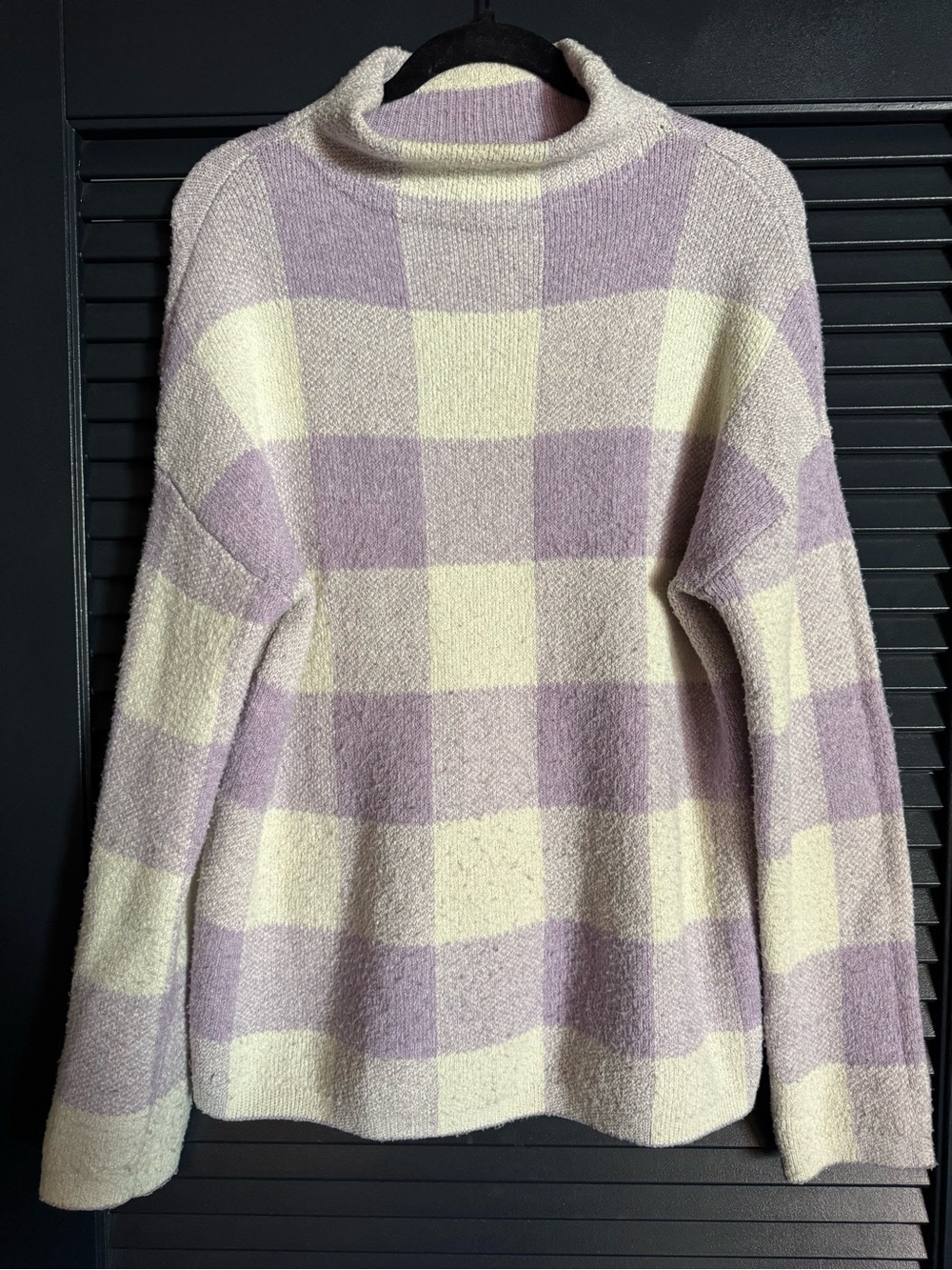 Christian Siriano Lavender Cream Checkered Oversized Sweater M
